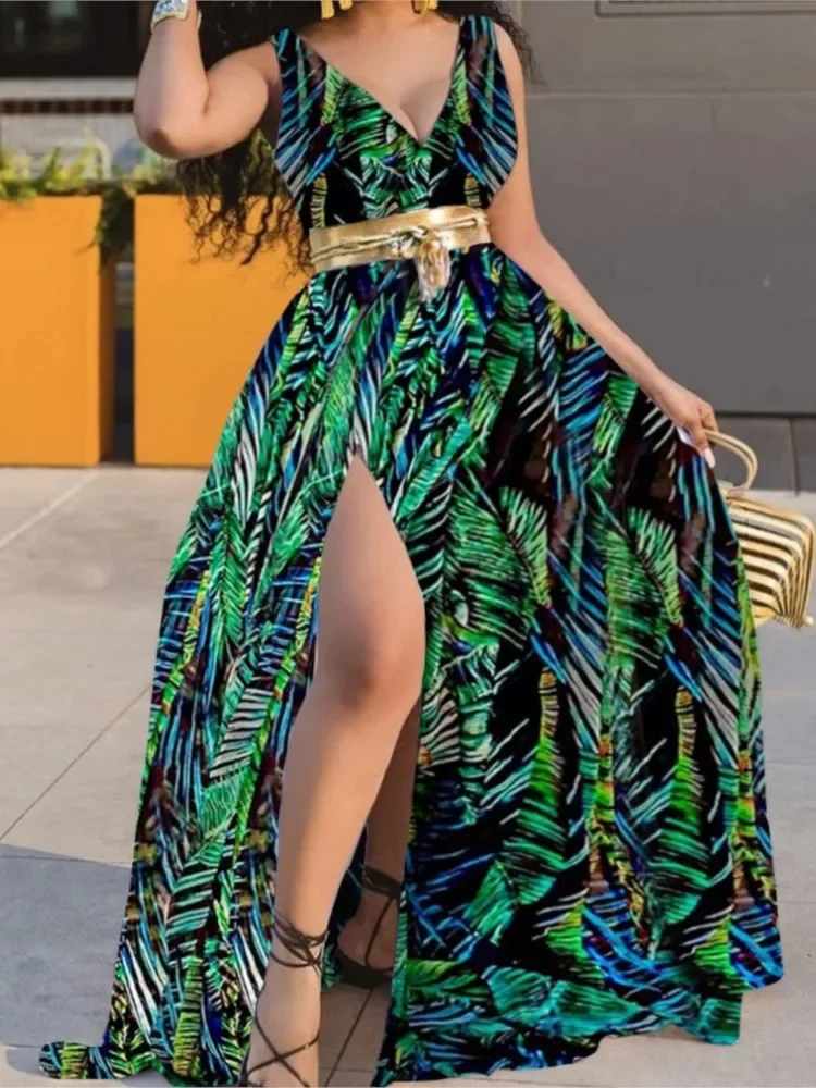 Sexy Tiefem V-ausschnitt Polka Dot Langes Kleid für Frauen Sommer Boho Ärmel Schlank Druck Seite Schlitz Party Maxi Kleider Robe Femme