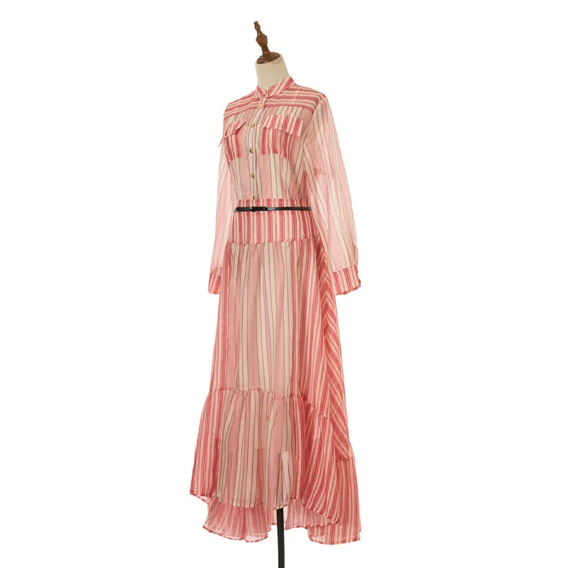 Australie 2026 nouveau coupe ajustée rayé irt jupe t-shirt pièce ensemble taille élastique n Sle longue Sve Thiened velours Dr