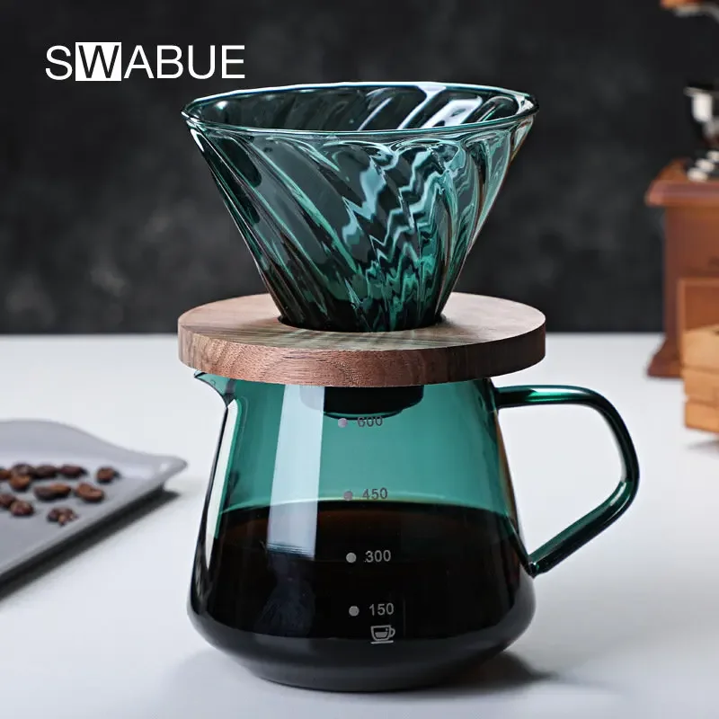 SWABUE Specialized Set Coffee Server V02 600ml Coffee Dripper  Machine Green Glass Filter Reusable Accessories Barista Tools