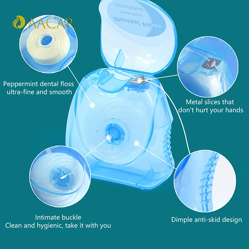 Microcera con sabor a menta, cepillo Interdental, palillos de dientes, hilo Dental, higiene bucal, alambre limpio, 50 m/caja