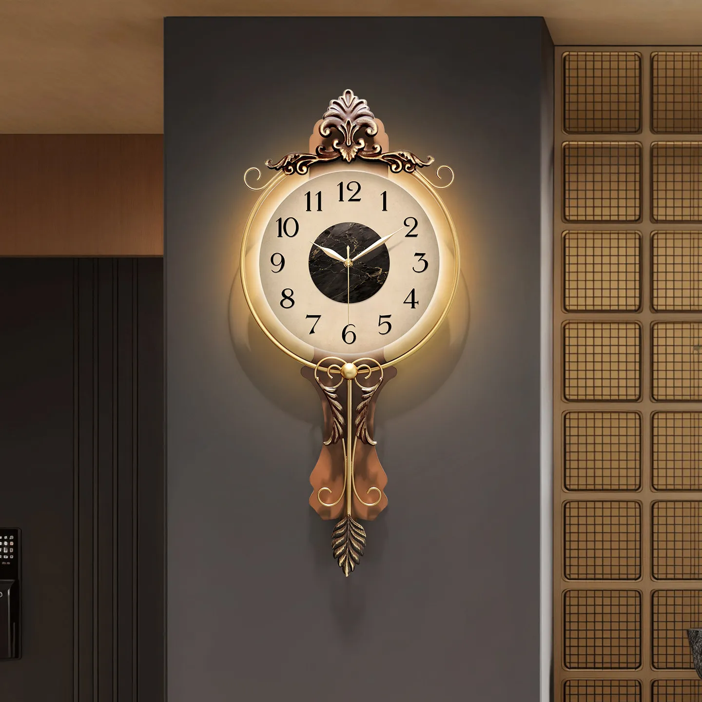 Nordic And Atmospheric LED Wall Clock Living Room Fashionable Restaurant Wall Clock Porc Porch Wall Background Decoration Art