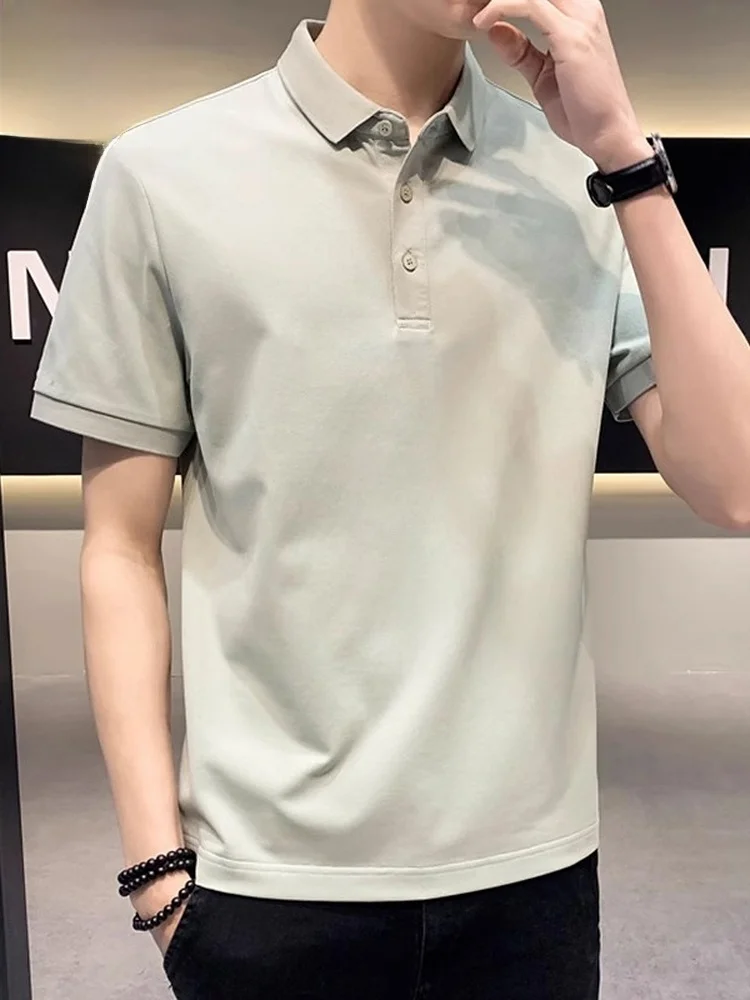 

Мужская повседневная рубашка с коротким рукавом, однотонная, летняя, модная, свободного кроя, из смеси хлопка и полиэстера, тонкая модель