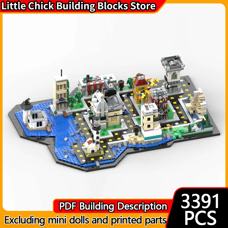 

City Street View Model MOC Building Bricks Miniature Urban Scene Modular Technology Children Holiday Gifts Assemble Toys Suit