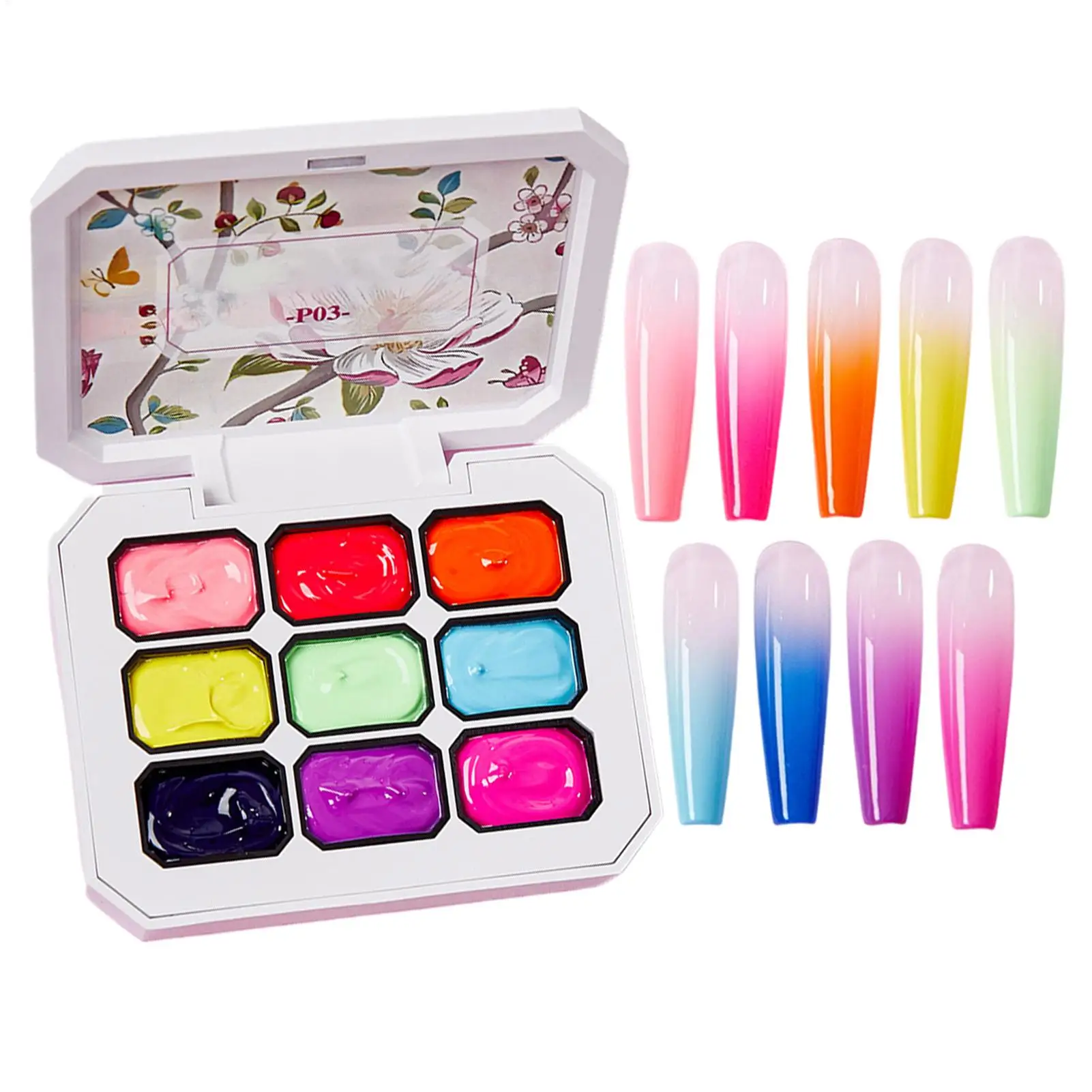 Patting Nail Gel 9-Color Manicure Design Patting Palette Gel Paint Palette for Beginners Professionals Women Girlfriend Mom