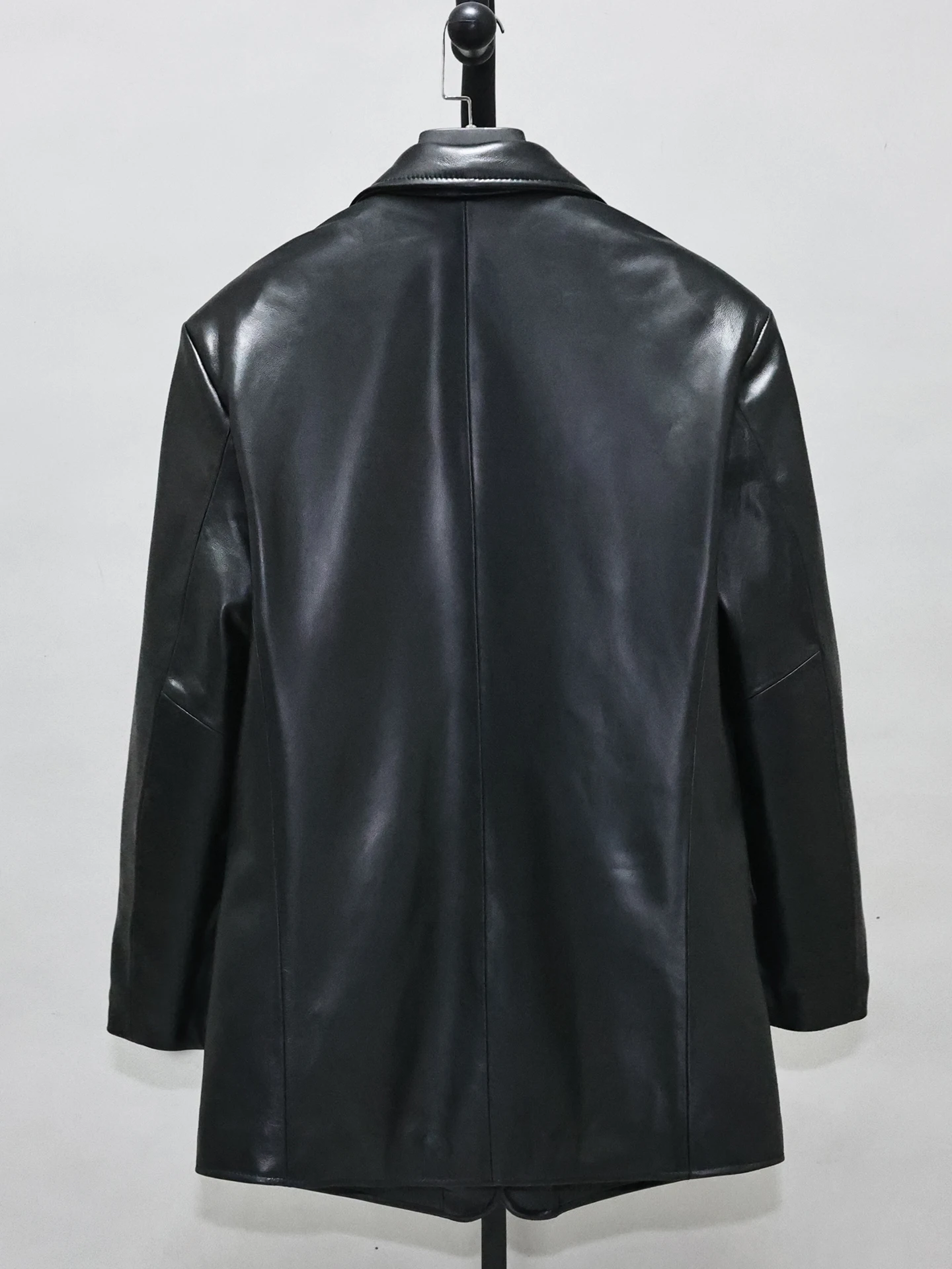 soft real sheepskin jacket oversized casual loose single breasted long boyfriend biker motor jacket outwear coat one size