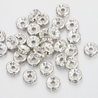 100pcs Silver Color Crystal Rhinestone Spacer Loose Beads Bracelet Beads for Bracelet Necklace Jewelry Making DIY Components