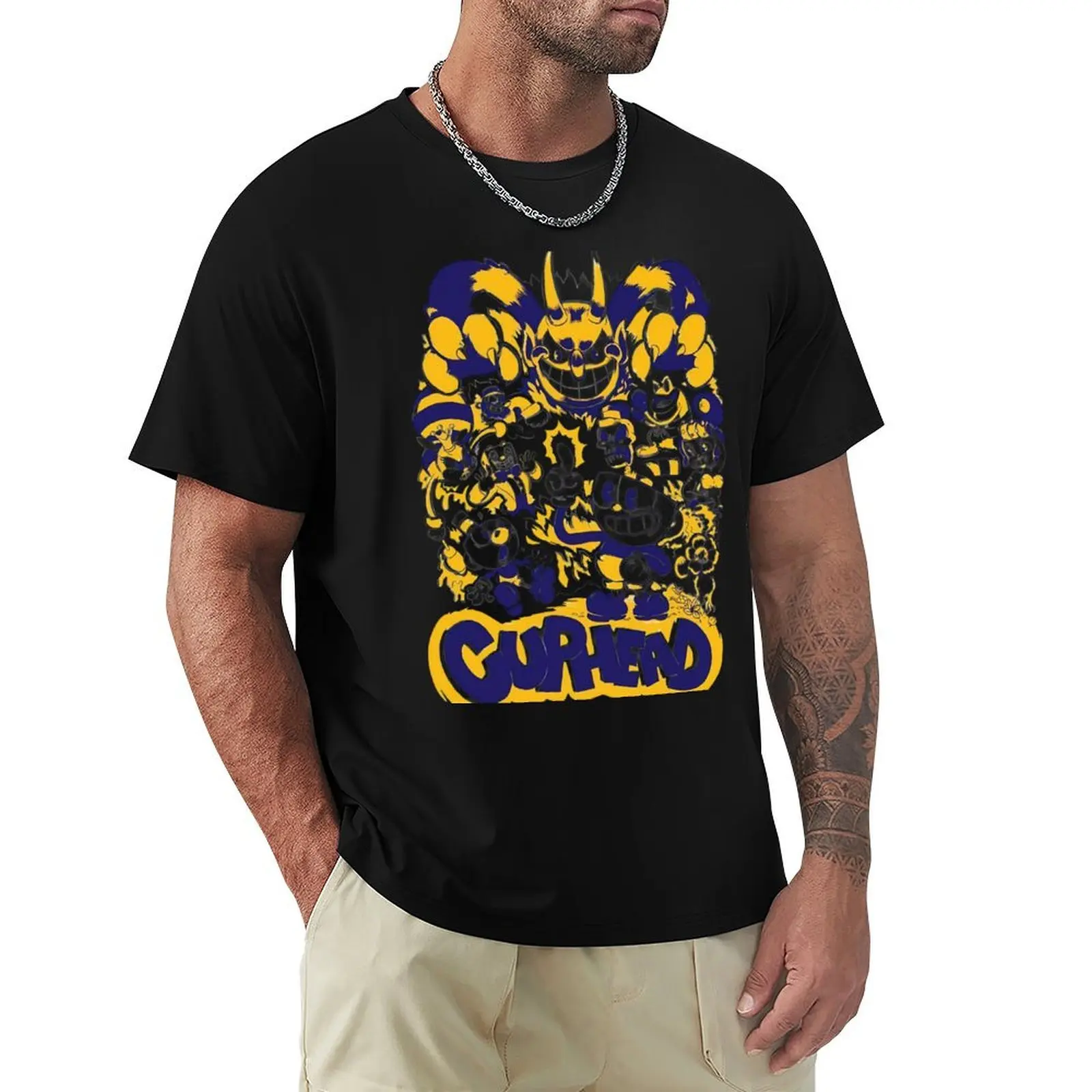 

The Cuphead Vintage T-Shirt Basic Plain Short Sleeve Crew Neck Tee