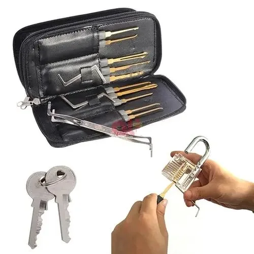 Juego de ganzúas profesional para cerrajero, kit de práctica de ganzúas, extractor de cerraduras, herramienta transparente para desbloquear candados y llaves.
