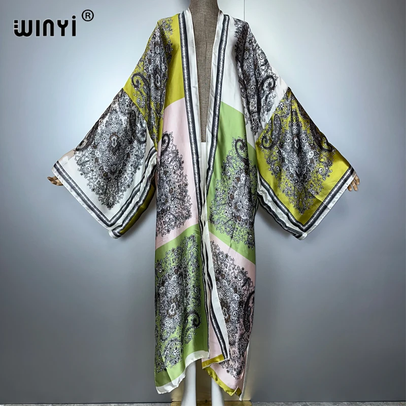 WINYI summer boho kimono  muslim Caftan holida beachwear Cardigan evening dress abaya dubai luxury cover-ups beach outfits women