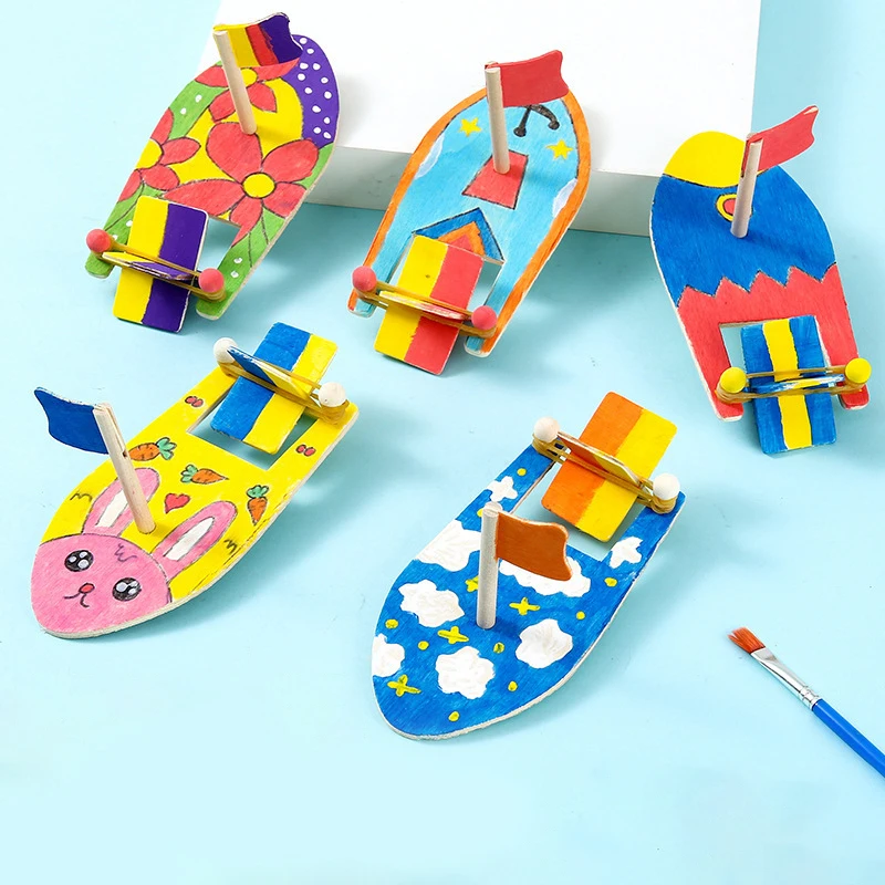 

Деревянная модель лодки ручной работы, деревянная парусная лодка, игрушка для самостоятельной сборки, раскрашенная вручную, поделки для детей, подарки на день рождения