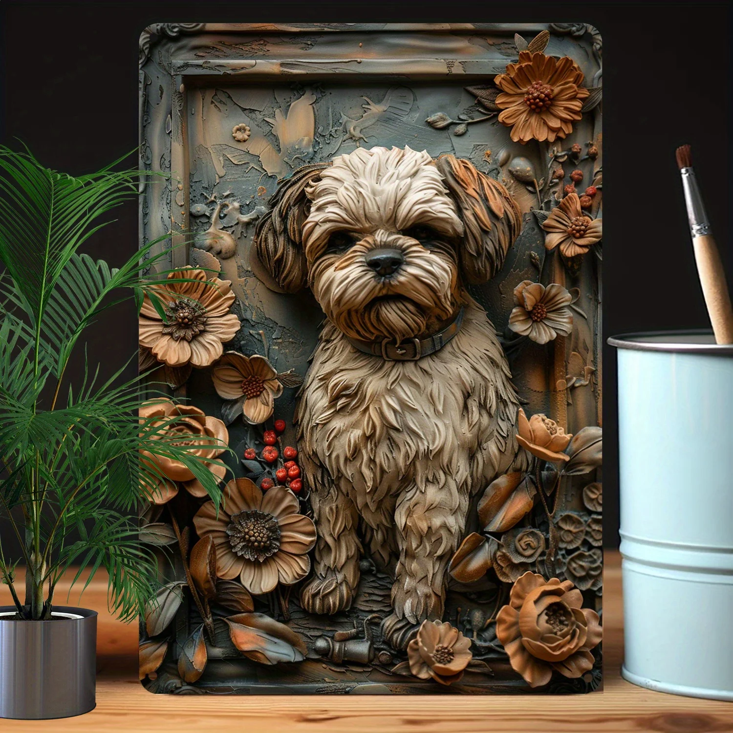 8x12 Inch (20x30cm) 3D Shih Tzu Dog Art Print on 100% Aluminum Material - Moisture Resistant, 32% Higher Bending Resistance