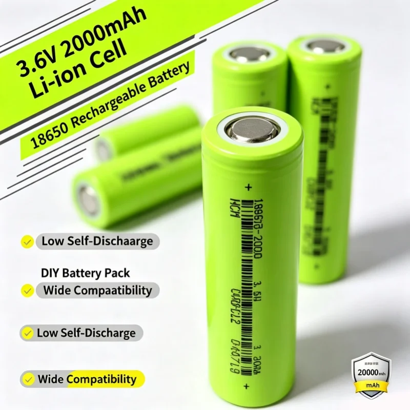 2000mAh 3.6V 18650 Lithium‑Ion Replacement Cell Suitable For Torches Power Banks Hand‑held Tools Compact Equipment