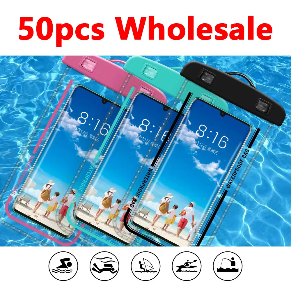 

50pcs Universal Waterproof Case For iPhone Huawei OPPO Cover Pouch Bag Cases Coque Water proof Phone Case For Samsung S10 Xiaomi