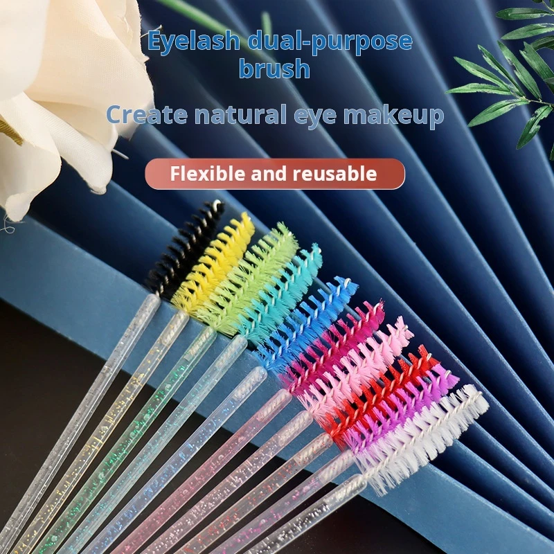 50pcs Crystal Rod Mascara Brush Solid Spiral Comb Can Be Bent Eyelash Comb
