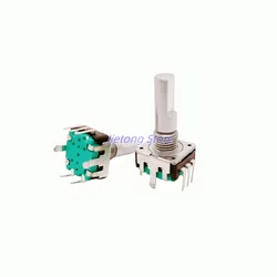 2 Stuks Potentiometer 360 Graden Ec12 Roterende Encoder Re12 Audio Codering 5 Pinnen 24 Posities Met Drukknop Schakelaar 20Mm Halve As