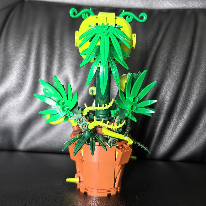 Plantas criativas guerras jogo personagem ervilha atirador blocos de construção bonsai modelo planta vaso montar tijolos brinquedo presente para criança adulto