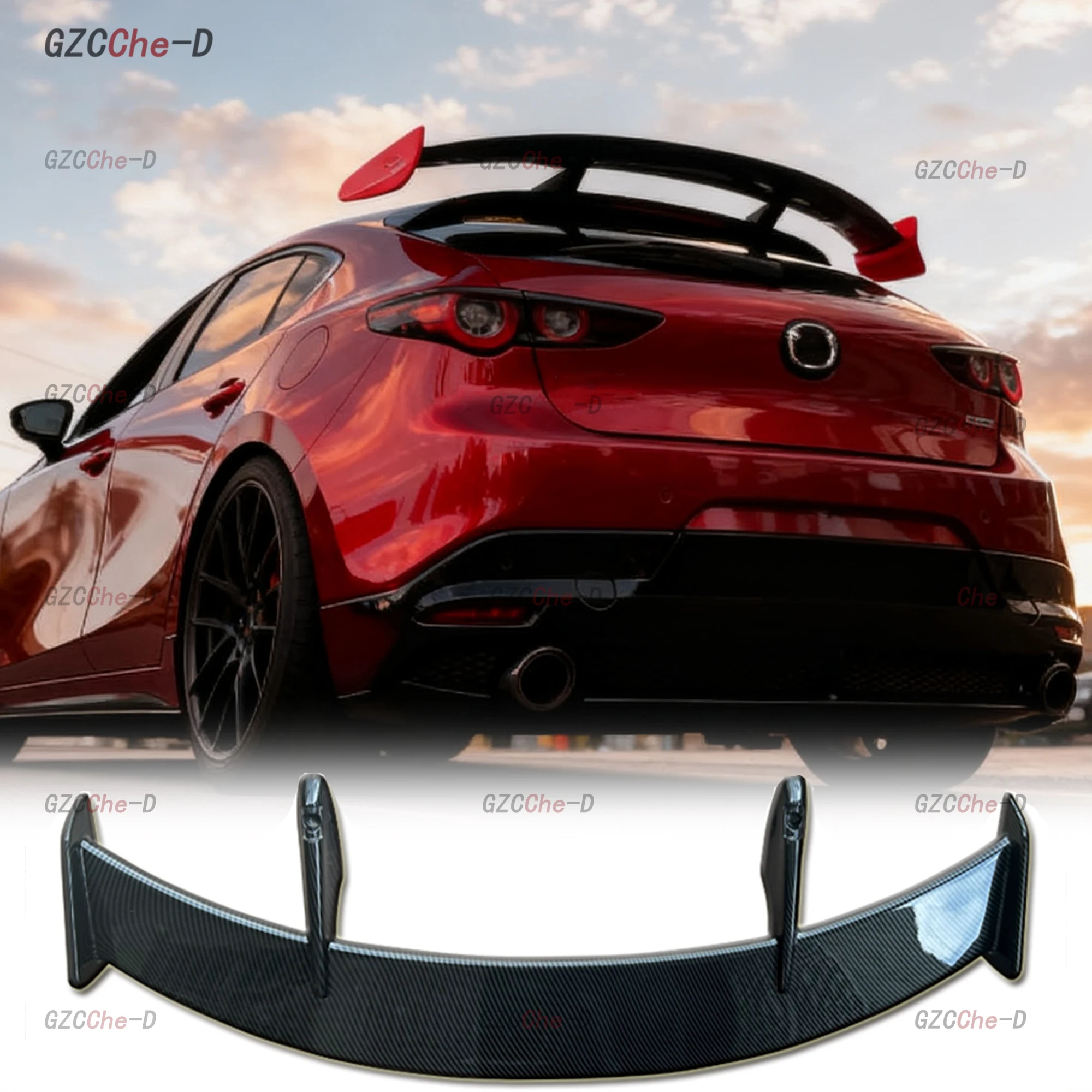 For 2014-2019 Mazda 3 Axela hatchback KS type roof spoiler car rear roof diffuser body dynamics kit modification kit