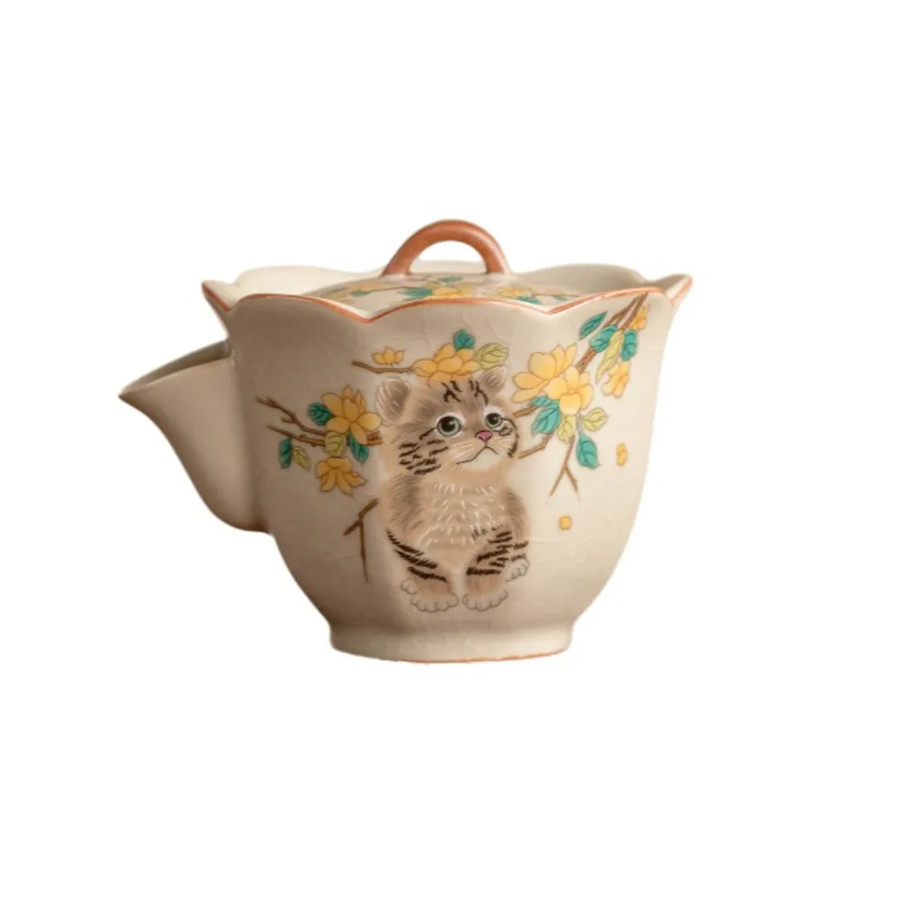 

Tea Items Ceramic Ru Kiln Gaiwan Exquisite Chinese Style Cat Tea Tureen Traditional Smooth Cover Bowl Tea Items Tea Ceremony