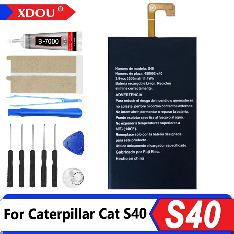 

3000 мАч для Cat S40, аккумулятор 458002-s40 с наклейкой на отвертку для инструмента для ремонта
