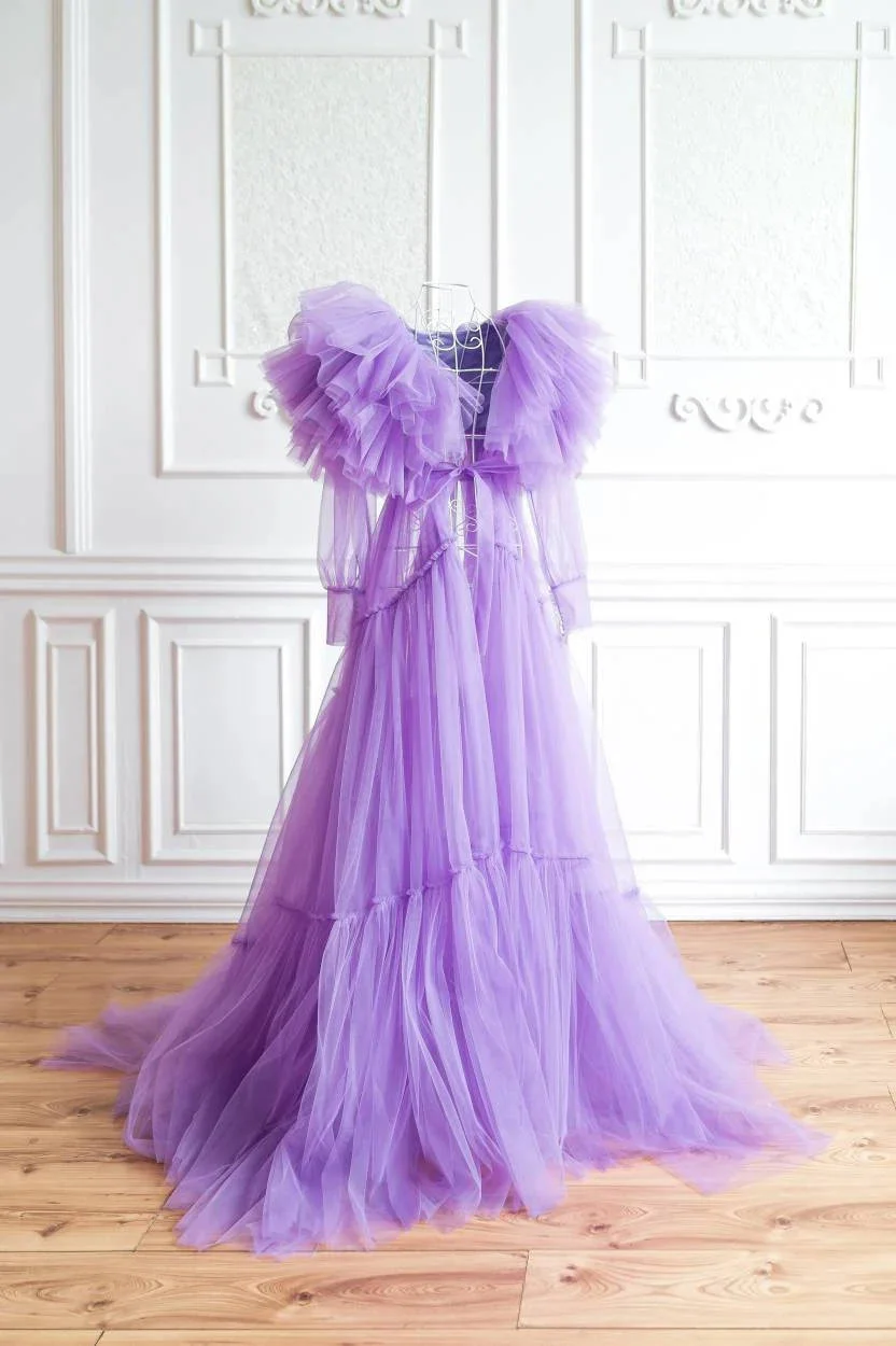 Tulle Robes For Women Maternity Puffy Gowns Floor Length Sexy Photography Plus Size Pregnant Baby Shower Dress