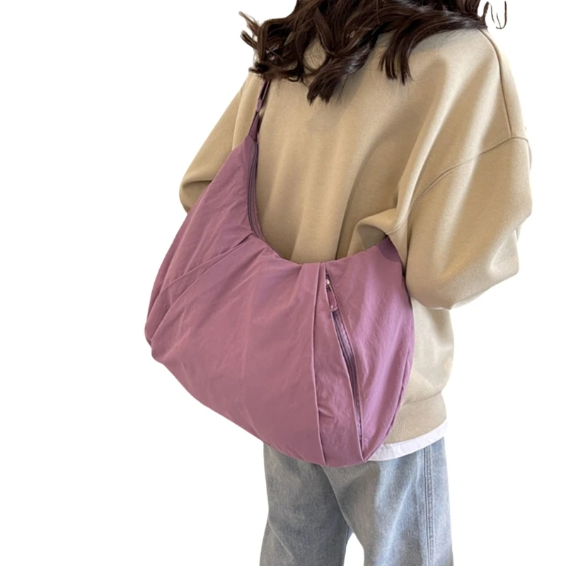 Bolso cruzado estilo japonés para mujer, bolso hombro capacidad, bolso Dumplings Color sólido, bolso para