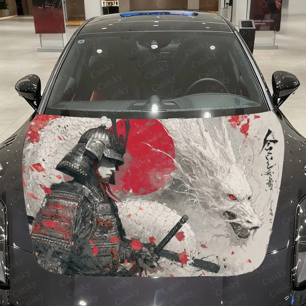 

Виниловая пленка для автомобиля Scarlet Moon Samurai Dragon Blade, водонепроницаемая наклейка на капот автомобиля из ПВХ, самоклеящиеся устойчивые к царапинам наклейки