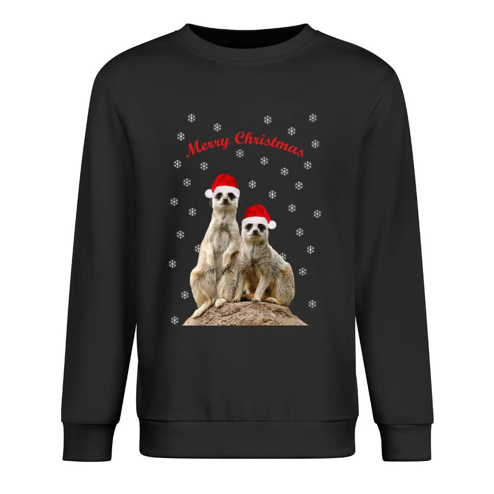 

Merry Christmas Meerkats 3 Pullover japanese style fashion men men wear anime clothing men sweatshirt
