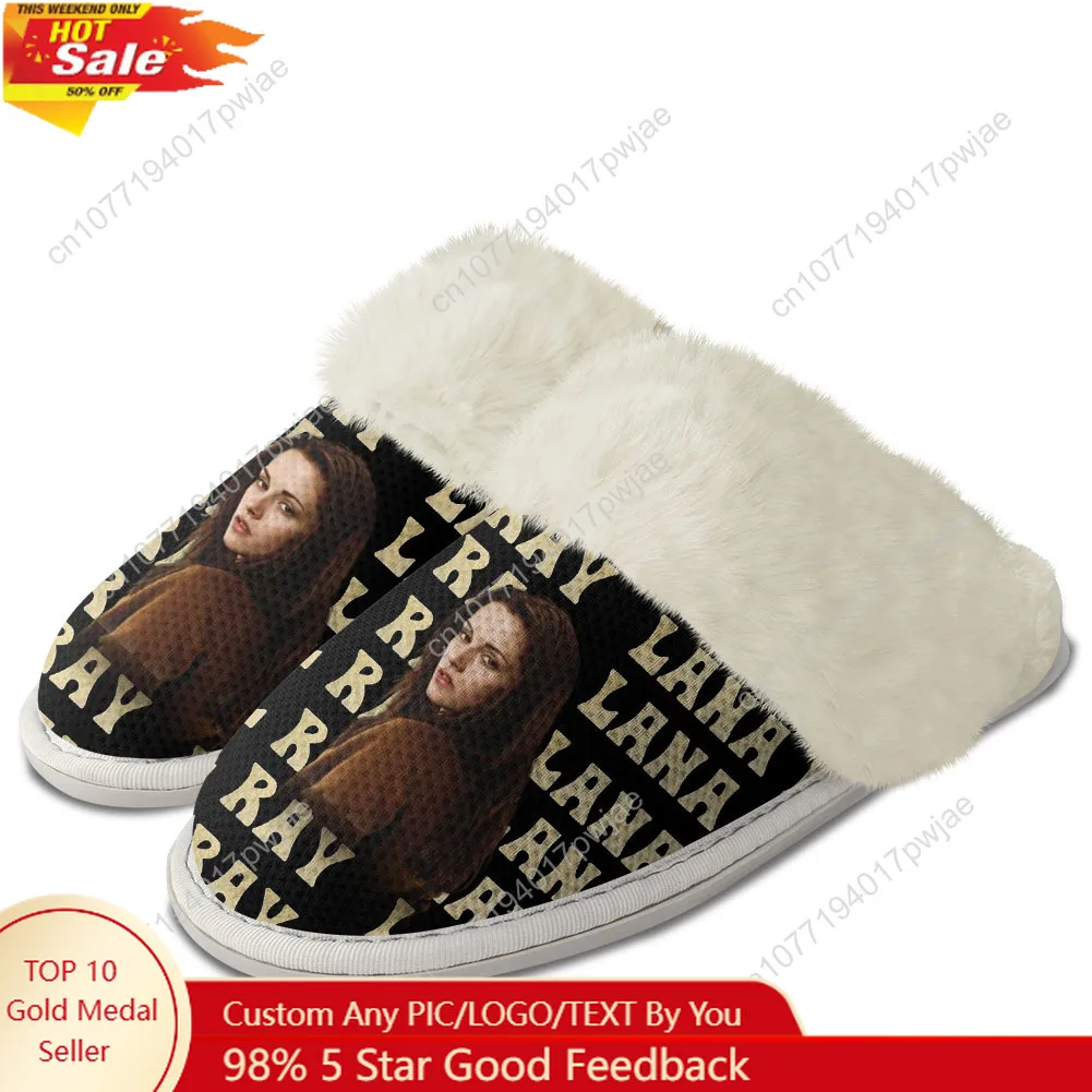 

Lana Del Rey Singer Plush Slippers Keep Warm Shoes Mens Womens Home Cotton Bedroom Lightweight Warm Slipper Custom Shoes