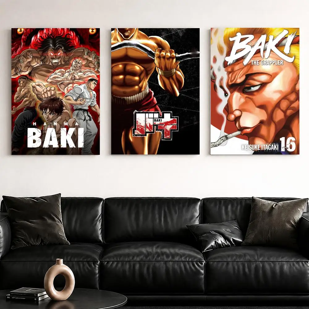 Anime B-Baki the G-GrapplerS Framed Wall Painting Ready to Hang Canvas Poster for Bedroom Living Room Hallway Home Decor Gift