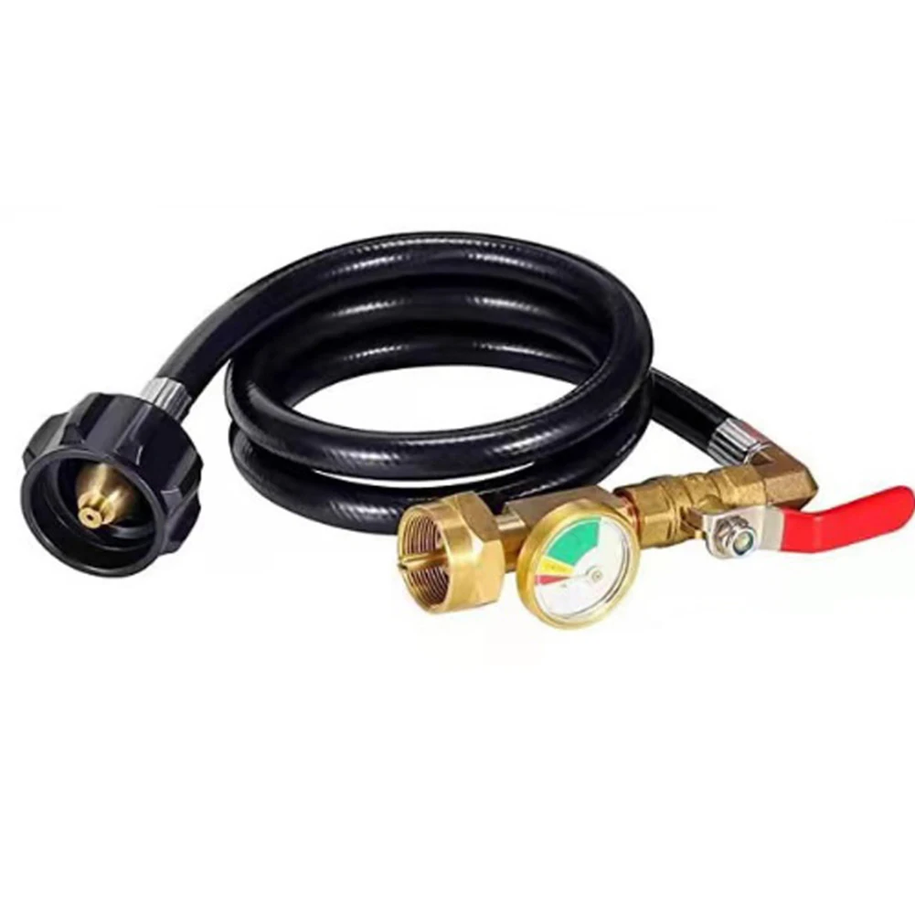 Heavy-Duty Brass Pressure Gauge Outdoor Cooking Events As Picture Gas Level Monitor Flexible Hose High-Pressure Resistant