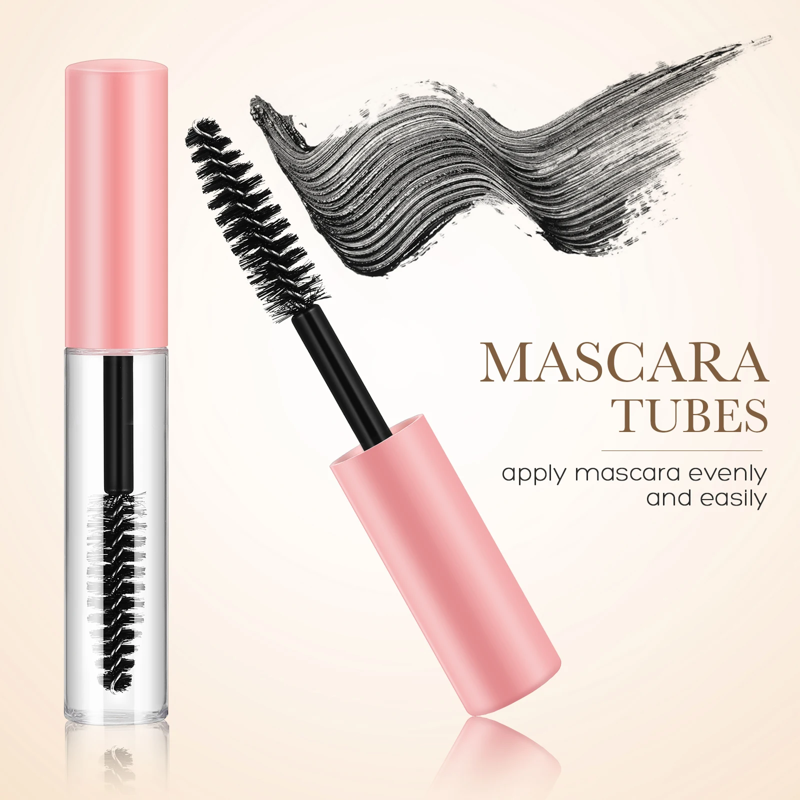 

4pcs Refillable Mascara Tubes Transparent Lightweight Portable Travel Pet Material Easy Apply Eyeliner Bottles Clear Volume