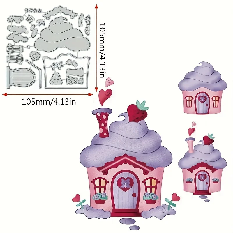 2024 New Ice Cream House Metal Cutting Die for Scrapbooking Decoration Handmade Stencil DIY Card Make Mould Model Craft Kid Gift