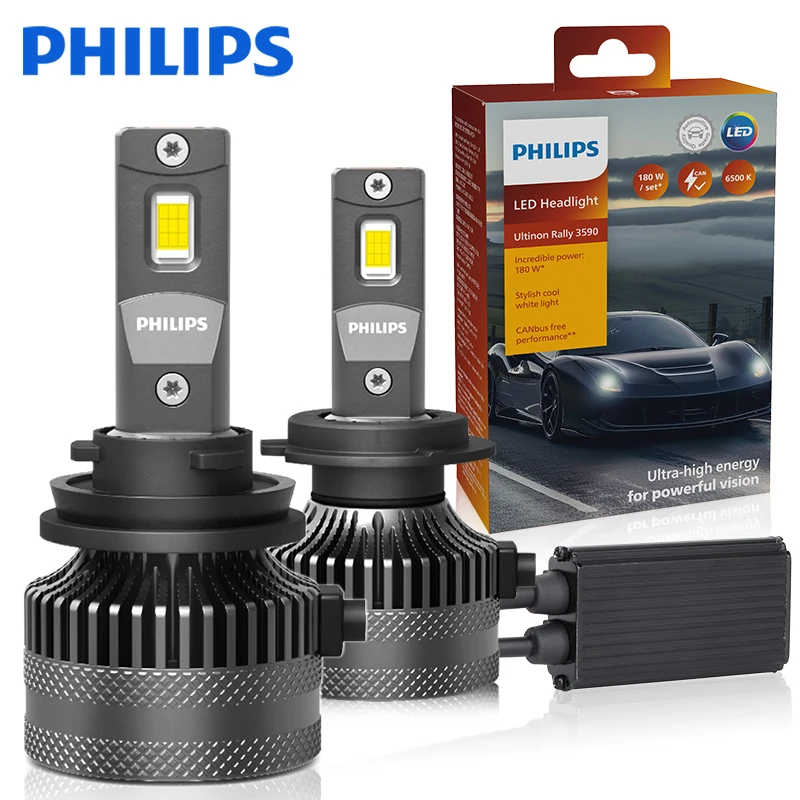 

2PCS Philips Ultinon Rally 3590 LED H4 H7 H11 HB3 9005 HB4 9012 HIR2 H1 High Power Lumen Watt Car Headlight 6500K White Lamp 12V