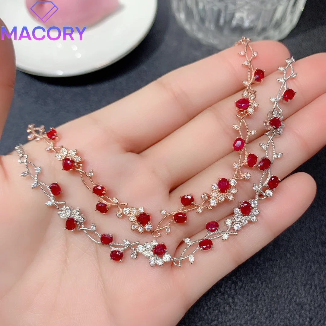 Female natural ruby bracelet 925 sterling silver original certification of luxury jewelry female wholesale free delivery of gems