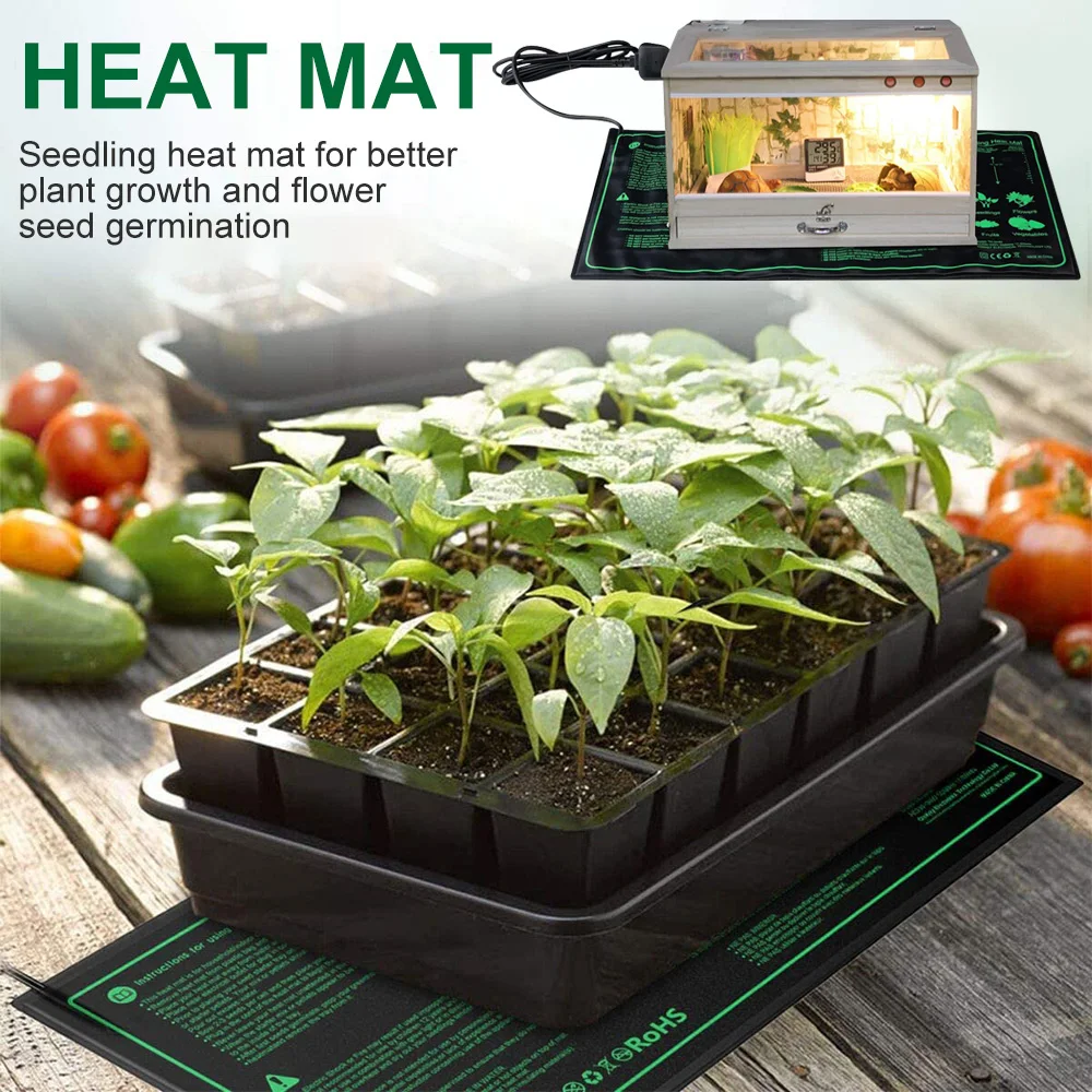 Estera de calor para plántulas, almohadilla de calentamiento impermeable para germinación de plantas de interior, estera de inicio de clonación de propagación, enchufe EU/US/UK, 10/25/50CM