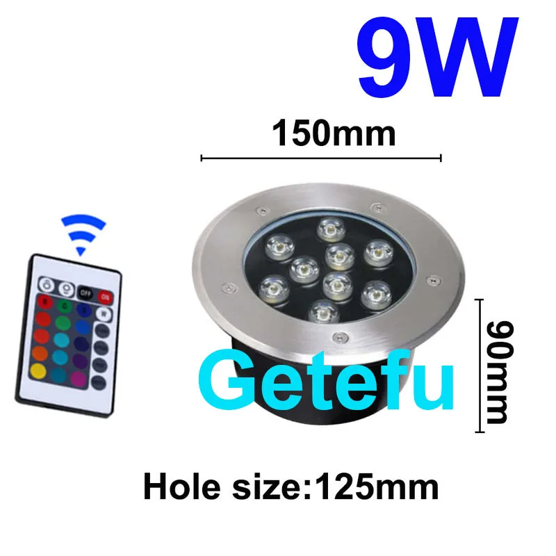 Fernbedienbare RGB LED-Gartenbeleuchtung, Wasserdichte 9W/18W IP67 Outdoor Bodeneinbauleuchte für Gartenwege – Detail 8