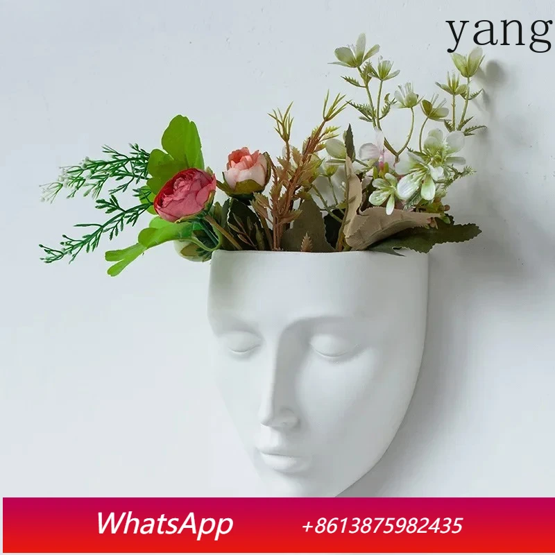 

Silent Human Face Ceramic Vase Creative Wall-mounted Vase Table Decoration Plant Pots Flower Arrangement Room Aesthetic Decor