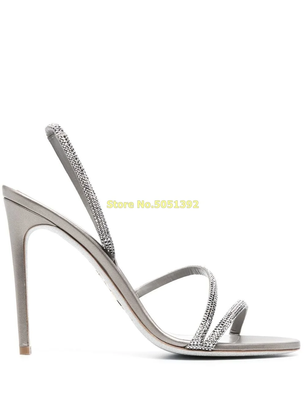 Crystal Strap Stiletto Heel Sandals Slingback Slip On Round Toe Bling Bling Fashion 2024 Summer Women Dress Shoes 2024 Newest