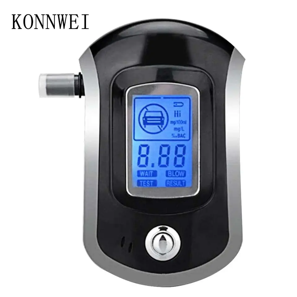 

Professional Digital Breath Alcohol Tester Breathalyzer with LCD Dispaly with 5 Mouthpieces AT6000 Hot Selling Drop Shipping