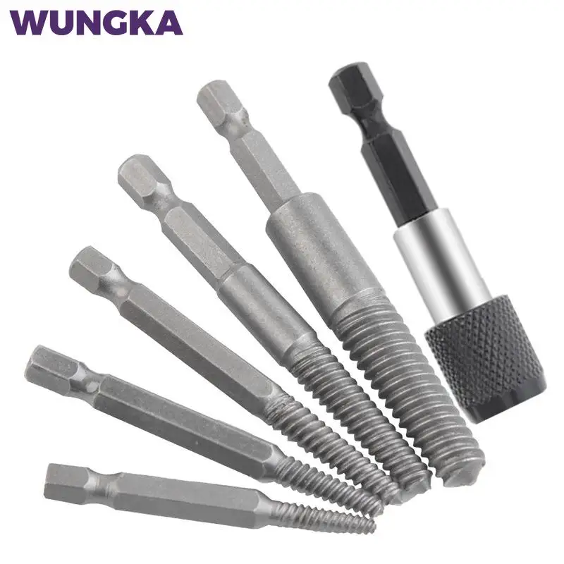 Screw Extractor Center Drill Bits Guide Set Broken Damaged Bolt Remover Hex Shank And Spanner For Hand Tool