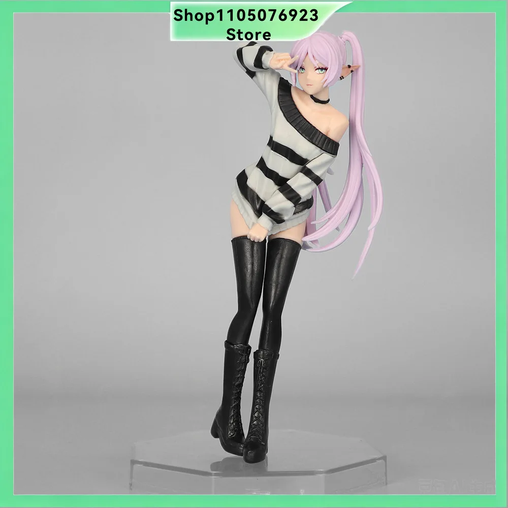 Figura de Frieren de Beyond Journey's End, Versión con Suéter a Rayas y Ropa Casual, Modelo de PVC de Chica Anime, Adorno Coleccionable de Escritorio, Regalo