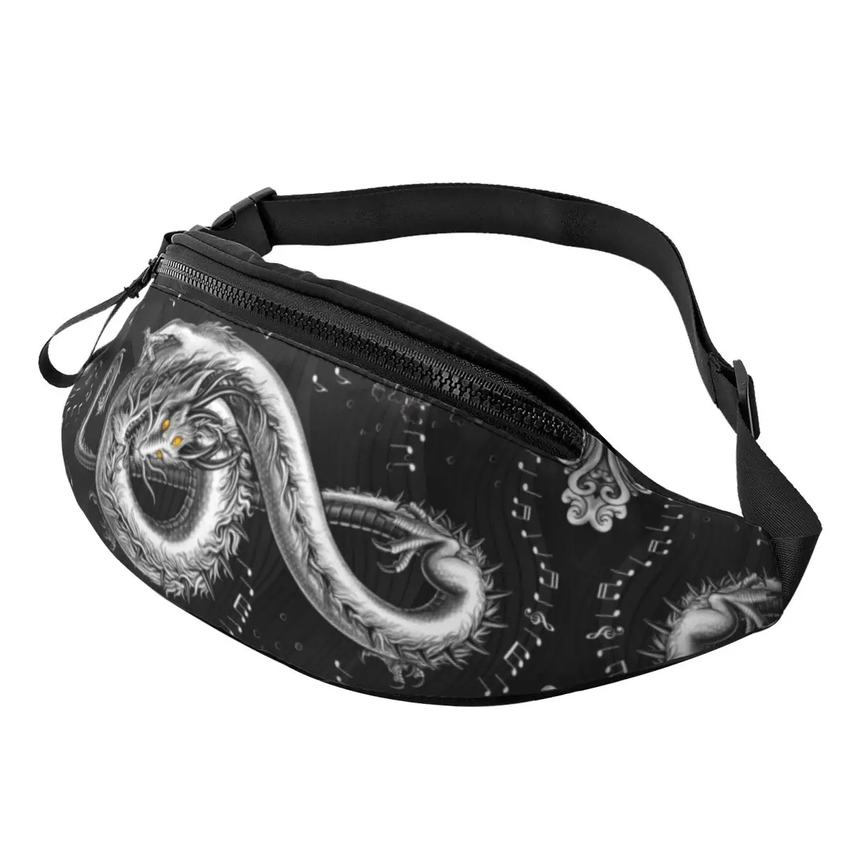 Custom Treble Clef Music Dragon Fanny Pack Men Women Crossbody Waist Bag for Traveling Phone Money Pouch