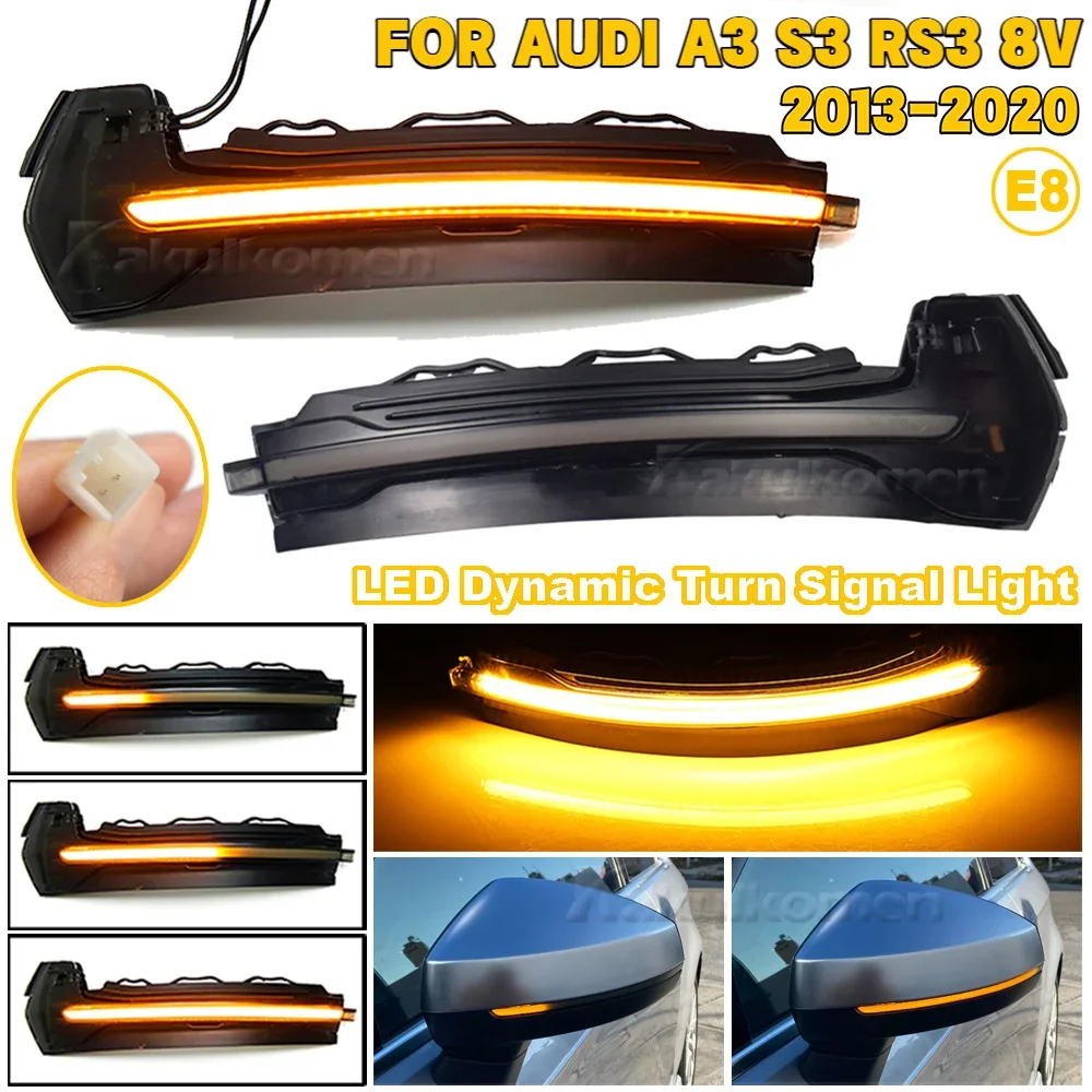 בלינקר דינמי עבור audi a3 8v s3 rs3 בצד המראה הצד אור הוביל אות 2013 2014 2015 2016 2017 2019 2018 2020 חץ חץ
