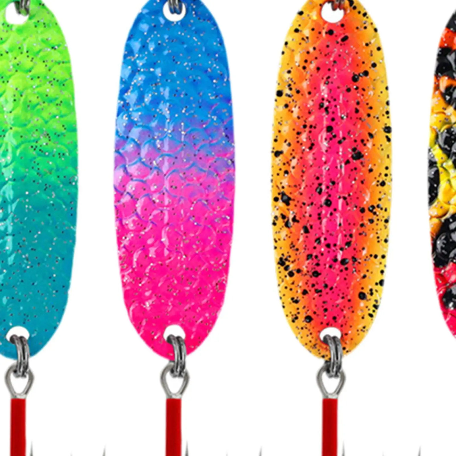 5 قطع ملاعق صيد معدنية مع خطافات ترتر صلب لسمك السلمون المرقط الأحمر