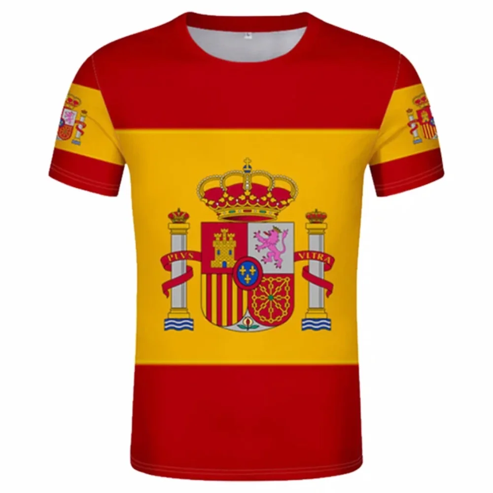 T-shirts Spain Flag 3d Print Summer T Shirt Jersey Fashion Kids Hip Hop Casual Boys Girls Unisex Round Neck Tees Tops Clothing