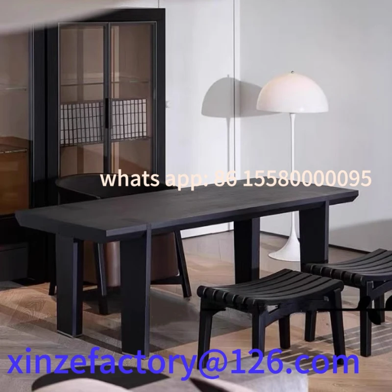 

Customizable Solid Wood Dining Table Modern Simple Desk Negotiation Table Rectangle Workbench