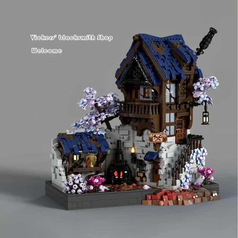 Moc building block modello architettonico retrò Vickers forgero negozio tecnologia building block modulare giocattolo set fai da te assemblaggio