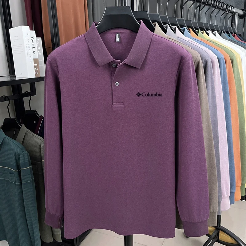 100% Reine Baumwolle Hochwertiges Frühlings- und Herbst-Herren-Langarm-Poloshirt, Bequemes Casual-Shirt mit Exquisiter Marken-Stickerei – Detail 28