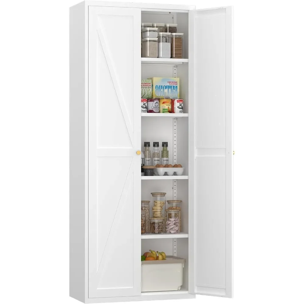 Tall Kitchen Pantry with Double Doors and Adjustable Shelves