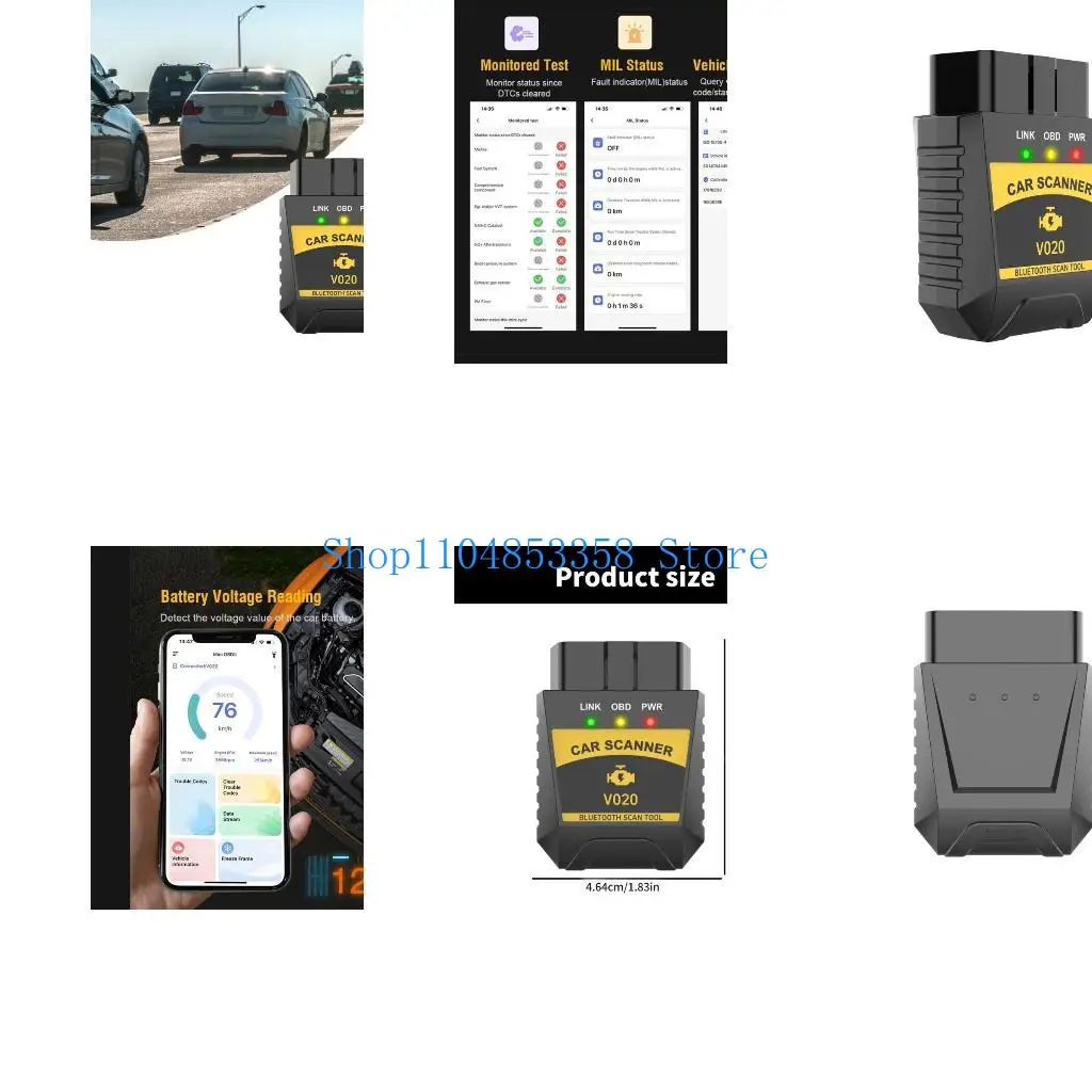 

652F Эффективный диагностический инструмент v020 Scanner OBD2, с функцией теста аккумулятора для диагностики светильника